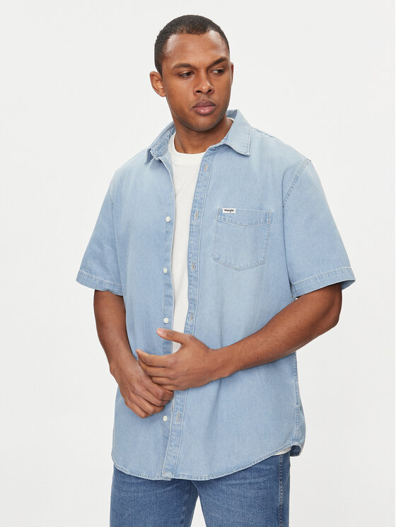 Wrangler džínsová košeľa 112350184 Modrá Regular Fit