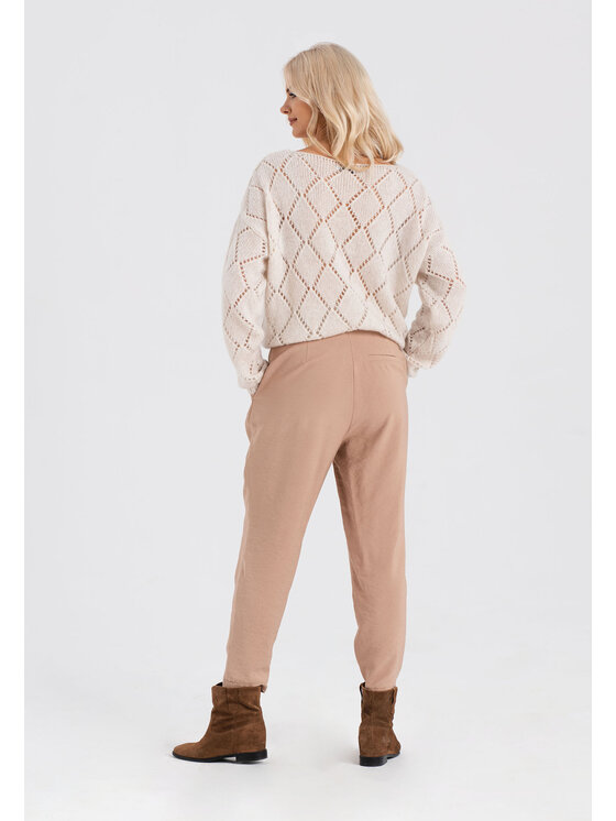 Look Made With Love Look Made With Love Spodnie damskie Look 245 Nature Beżowy Cigarette Fit