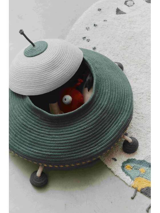 Lorena Canals Lorena Canals Pojemnik na zabawki Kosz dekoracyjny UFO, "Mom, I want to be an astronaut" Zielony
