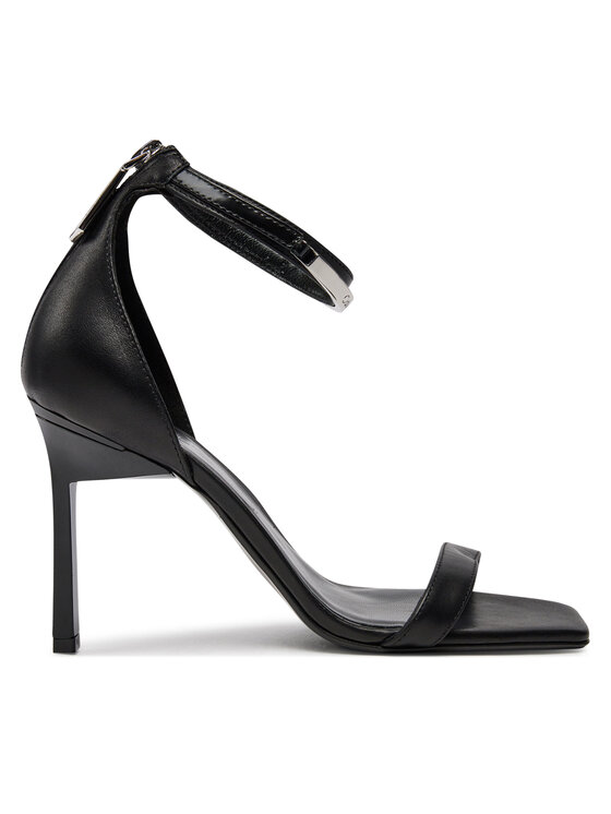 Sandale Calvin Klein Heel Sandal 90 Metal Bar Lth HW0HW01946 Negru