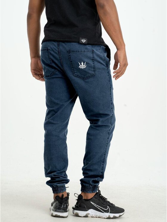 Jeansy, rozmiar XXL, Niebieskie, Spodnie Jeansowe Jogger Ze Ściągaczem Męskie Jasne Niebieskiee Jigga Wear Crown 5XL