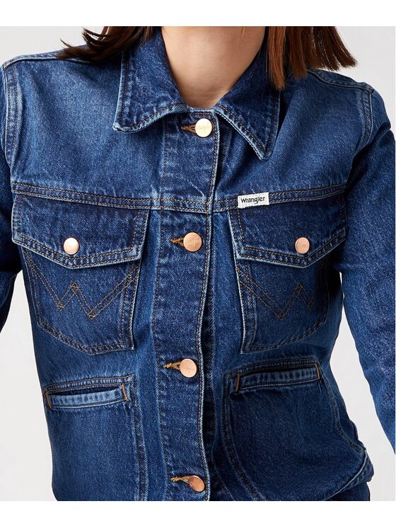 Wrangler Wrangler Kurtka jeansowa Regular Heritage Jacket Granatowy Regular Fit