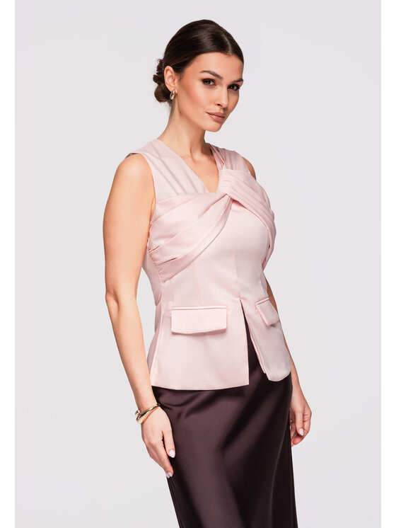 Ombre Ombre Bluzka OW-TS-E0001 Różowy Slim Fit
