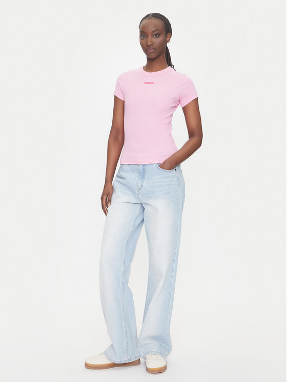 Tommy Jeans Tommy Jeans Тишърт Script Label DW0DW21402 Розов Slim Fit