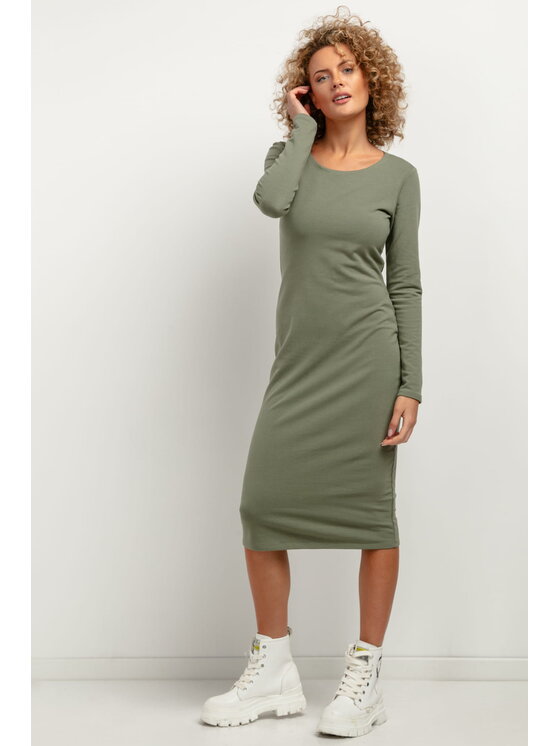 Tessita Tessita Sukienka codzienna T377 Zielony Straight Fit