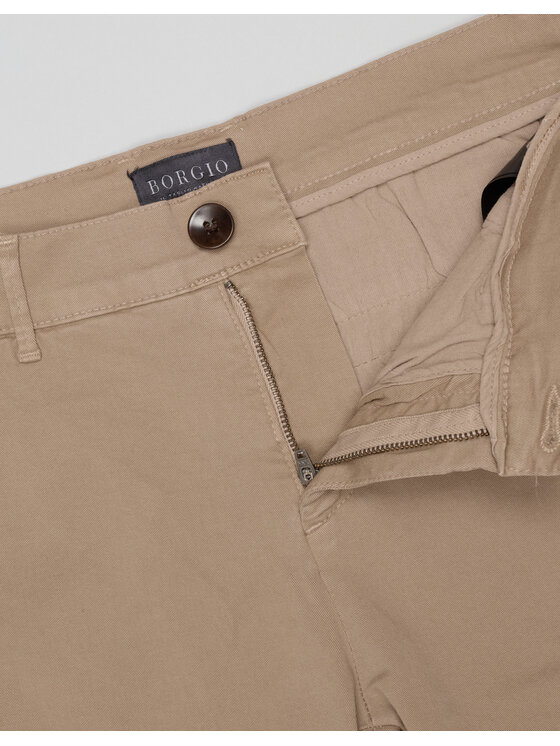 Borgio Borgio Szorty materiałowe menfi Beżowy Slim Fit