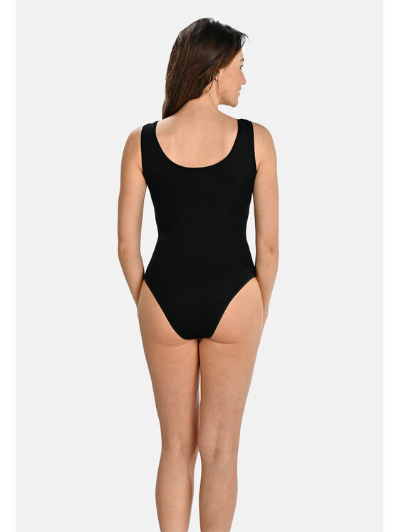 Teyli Teyli Body damskie na szerokich ramiączkach Esme Czarny Regular Fit