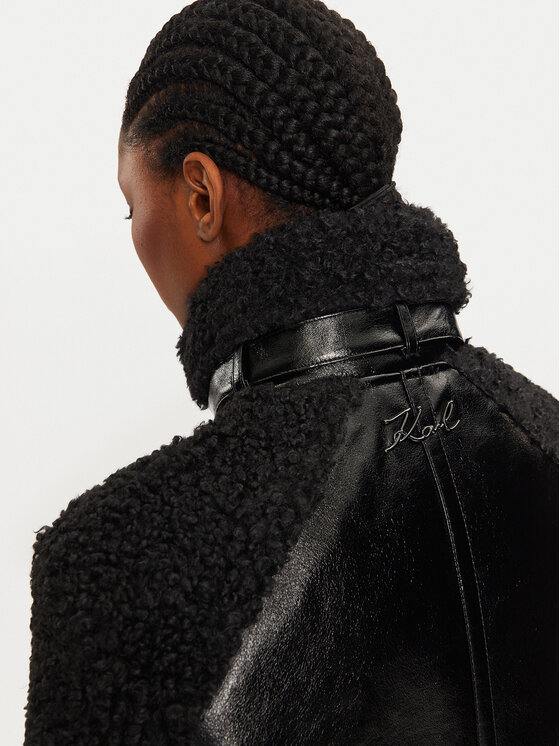 KARL LAGERFELD KARL LAGERFELD Jacke aus Kunstleder 246W1507 Schwarz Regular Fit