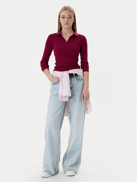 Tommy Jeans Tommy Jeans Halenka Essential DW0DW21933 Bordó Slim Fit