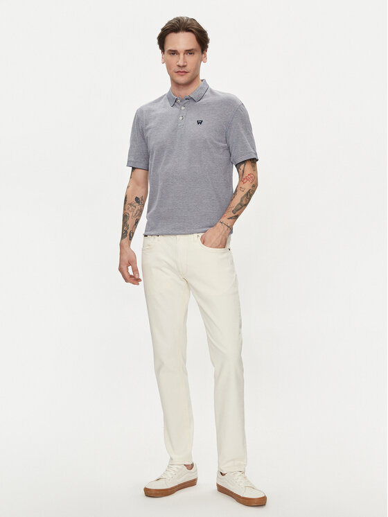 Wrangler Wrangler Тениска с яка и копчета Refined 112350390 Син Regular Fit