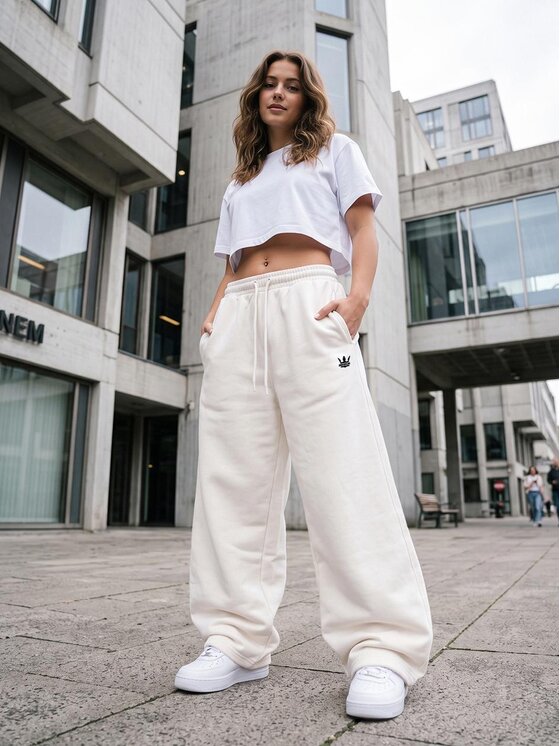 Jigga Wear Jigga Wear Spodnie dresowe Szerokie Ecru 133088 Biały Regular Fit