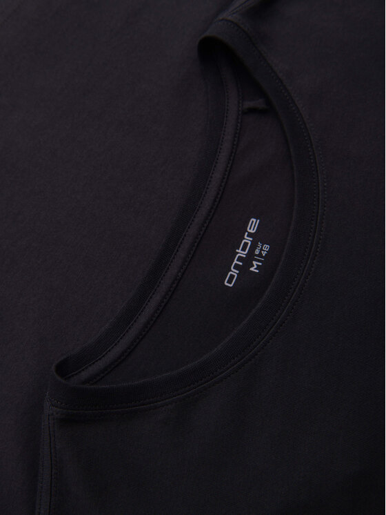 Ombre Ombre T-Shirt OM-TSPT-0284 Czarny Relaxed Fit