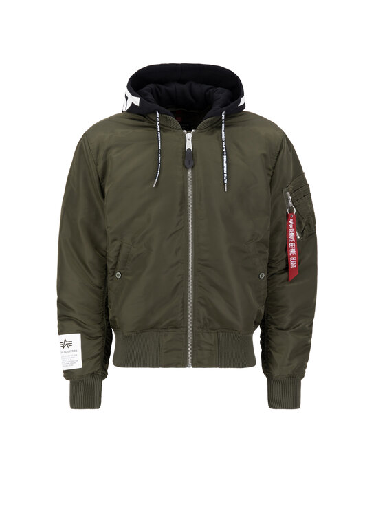 Alpha Industries Alpha Industries Kurtka bomber MA-1 Zip Hood Print Bomber Jacket Zielony Slim Fit