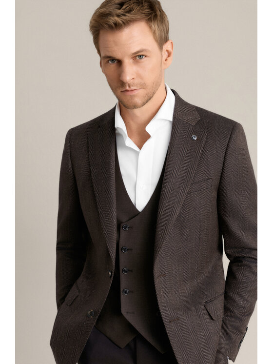 Lancerto Lancerto Marynarka Orivieto MA073226000005 Brązowy Regular Fit
