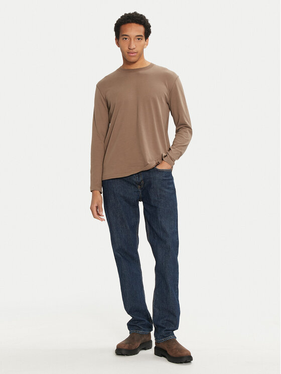 Sisley Sisley Majica z dolgimi rokavi 3B7SS1045 Rjava Regular Fit