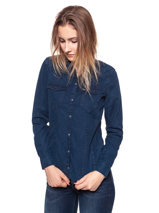 Wrangler Wrangler Camicia LS MARBLED WESTERN Blu Regular Fit