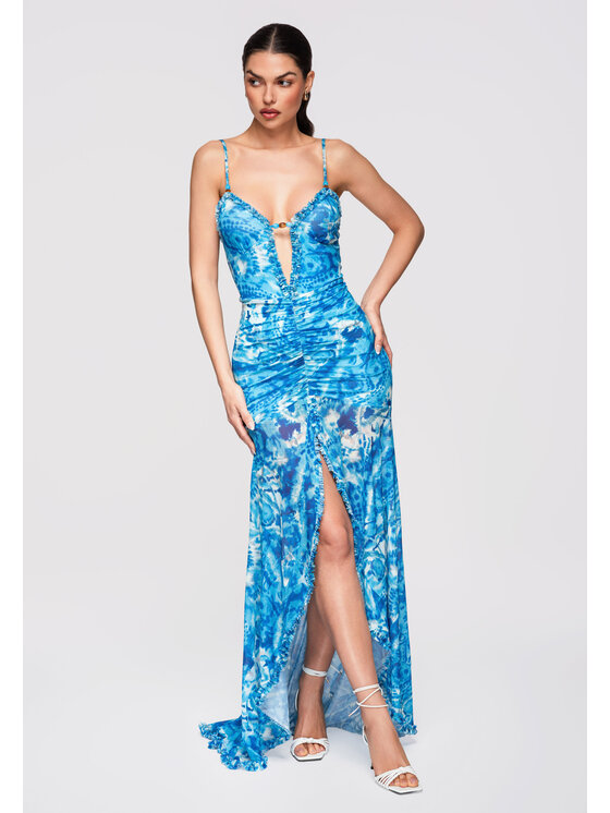 Ombre Ombre Sukienka wieczorowa LA-OM-DLR314 Niebieski Slim Fit