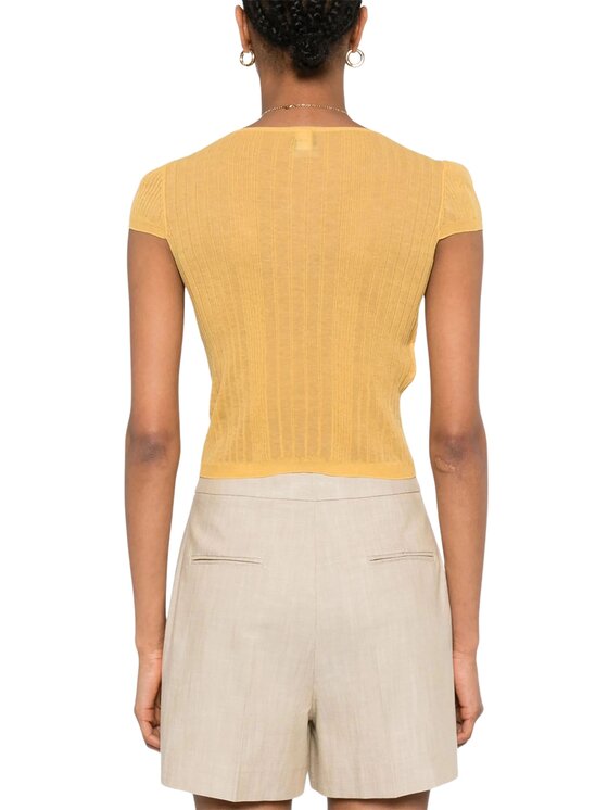 PINKO PINKO T-Shirt Tambora maglia crepe Żółty Cropped Fit