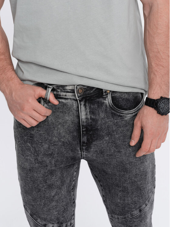 Ombre Ombre Jeansy OM-PADP-0109 Šedá Slim Fit