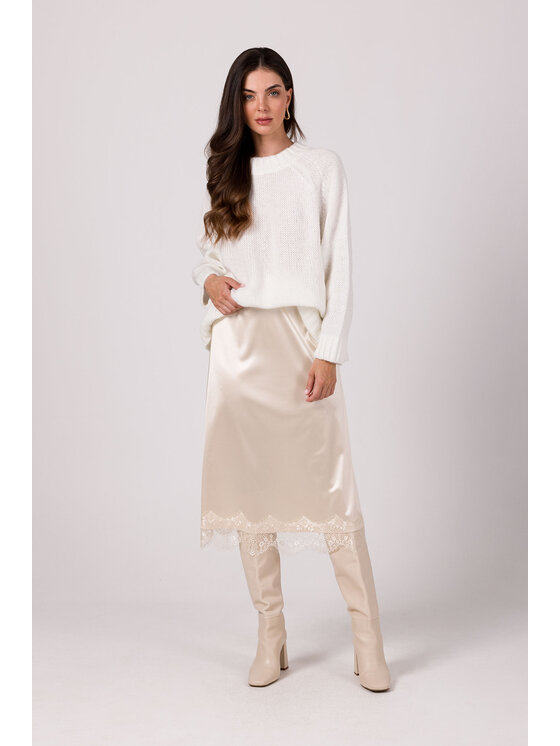 BeWear BeWear Sweter BK105 Biały Comfortable Fit