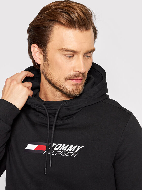 Tommy Hilfiger Tommy Hilfiger Džemperis ar kapuci Essentials MW0MW22742 Melns Regular Fit
