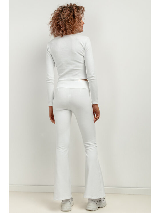 Tessita Tessita Spodnie dzianinowe T414/1/XL Biały Flared Leg