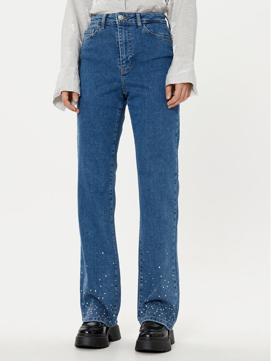 Pieces Džínsy 17153496 Modrá Straight Fit