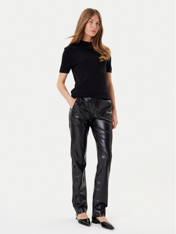 Marella Marella Pantaloni din imitație de piele Teodora 2523786011 Negru Slim Fit