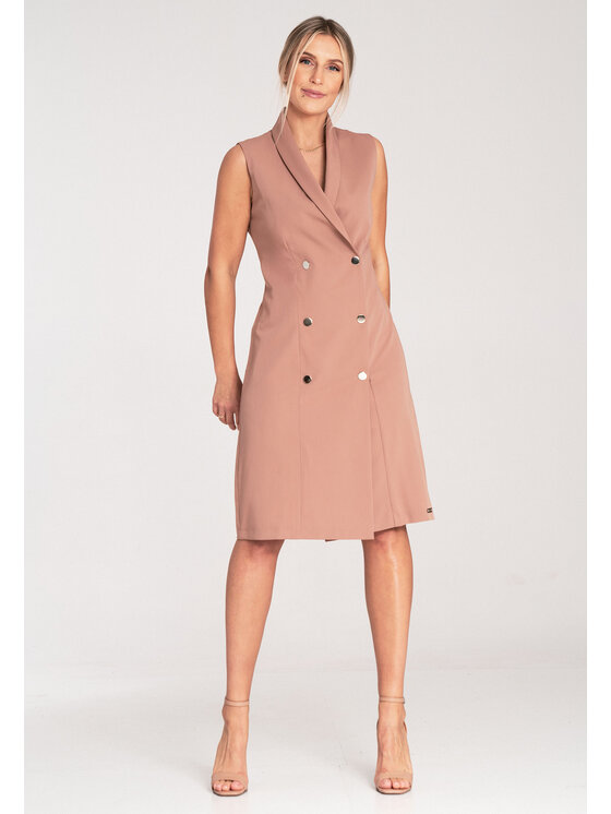 FIGL FIGL Sukienka codzienna M1067 Beżowy Regular Fit