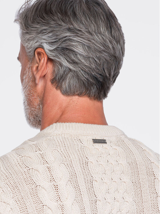 Ombre Ombre Svetr OM-SWSW-0191 Bílá Regular Fit