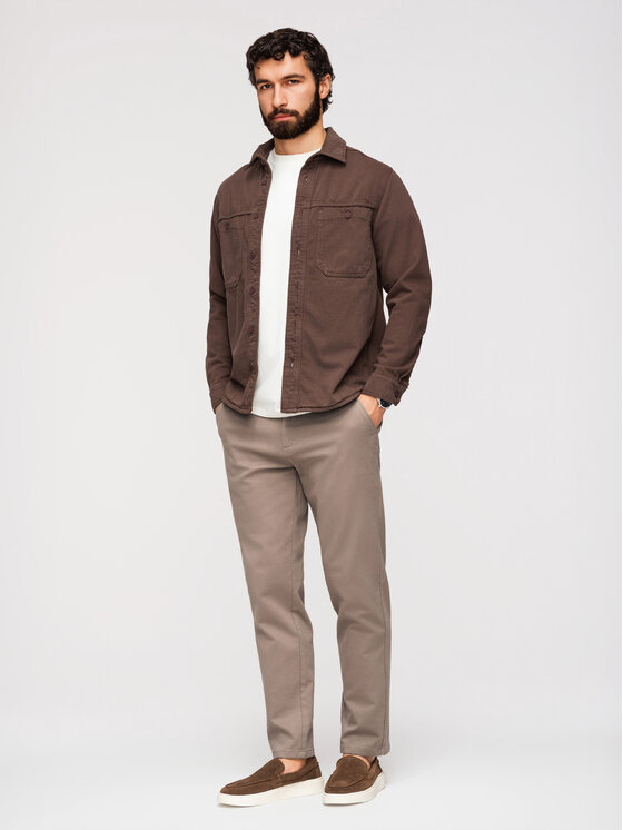 Ombre Ombre Chinosy OM-PACP-0294 Szary Slim Fit