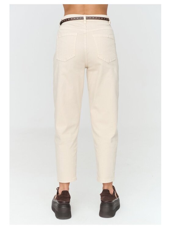Makadamia Makadamia Jeansy C91 Beżowy Loose Fit