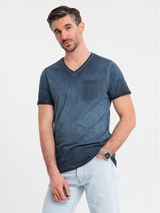 Ombre Ombre T-Shirt OM-TSWT-0242 Granatowy Regular Fit