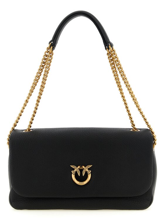 PINKO PINKO Torebka Black Lamb Leather Shoulder Czarny