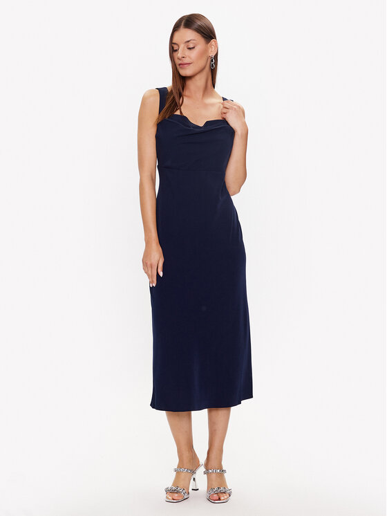 DKNY DKNY Koktélruha Cowl Neck Sleeveless DD3C3620 Sötétkék Regular Fit