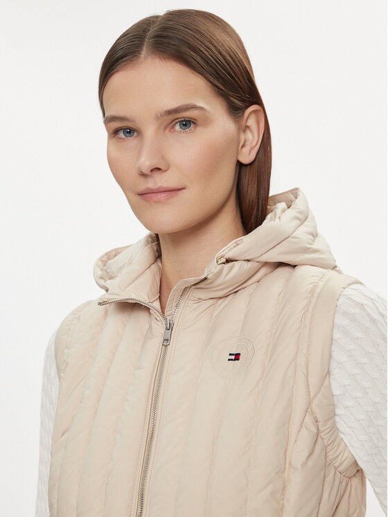 Tommy Hilfiger Tommy Hilfiger Prsluk Feminine Lw Down Vest WW0WW40485 Bež Slim Fit
