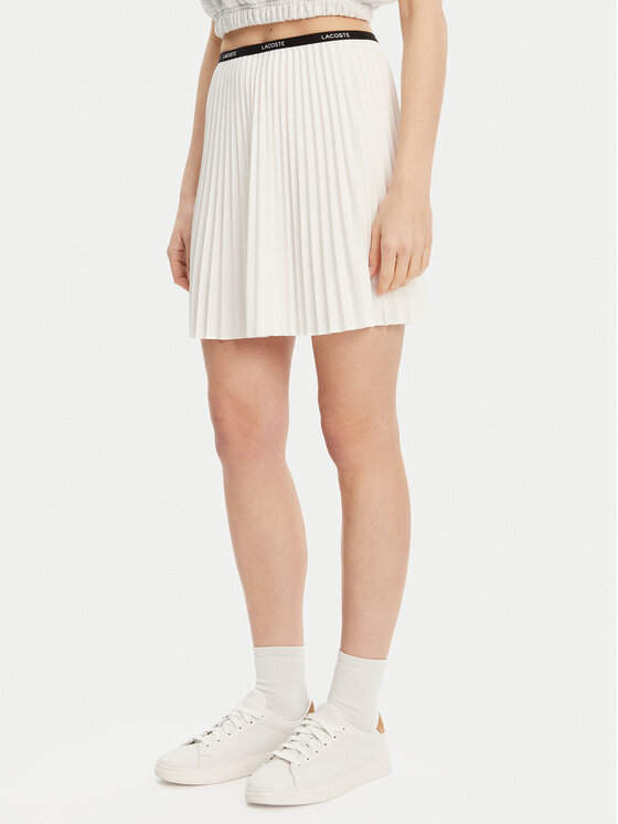 Lacoste Plisovaná sukňa JF1403 Écru Regular Fit