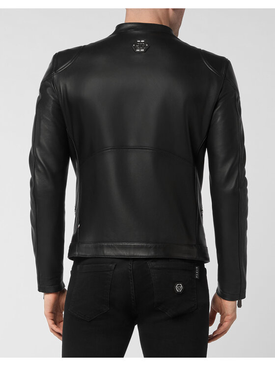 PHILIPP PLEIN PHILIPP PLEIN Kurtka skórzana 1527 Czarny Regular Fit