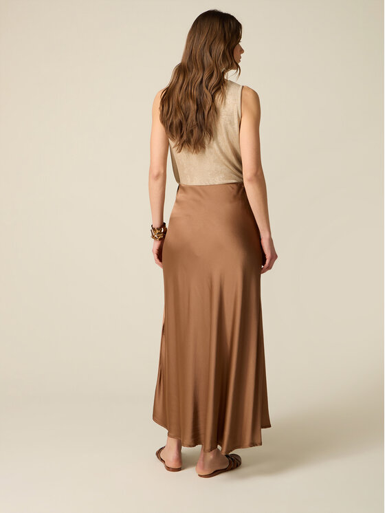 Oltre Oltre Spódnica maxi 1065J000292N012 Brązowy A-Line Fit
