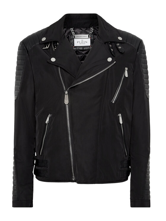 PHILIPP PLEIN PHILIPP PLEIN Chiodo di pelle 9787 Nero Regular Fit