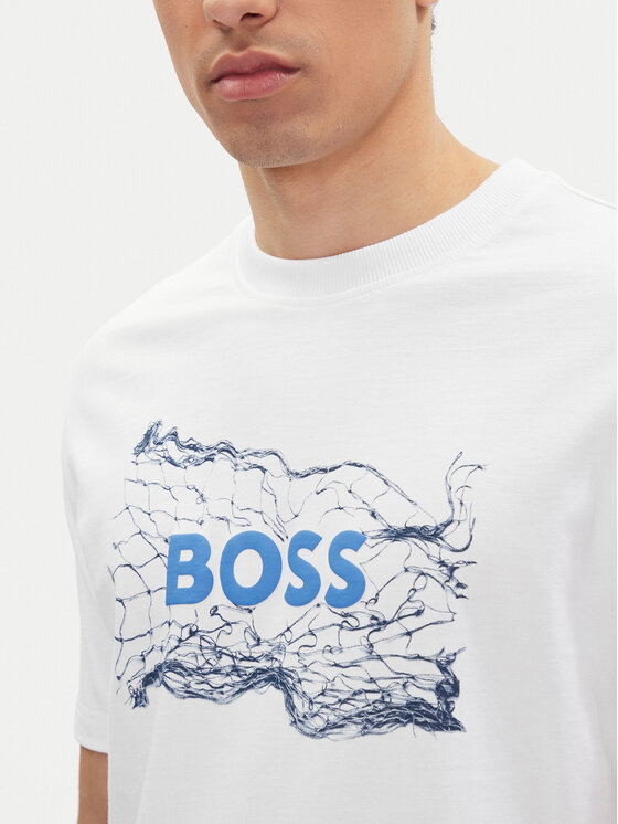BOSS BOSS T-Shirt Logo Space 50539186 Bílá Regular Fit