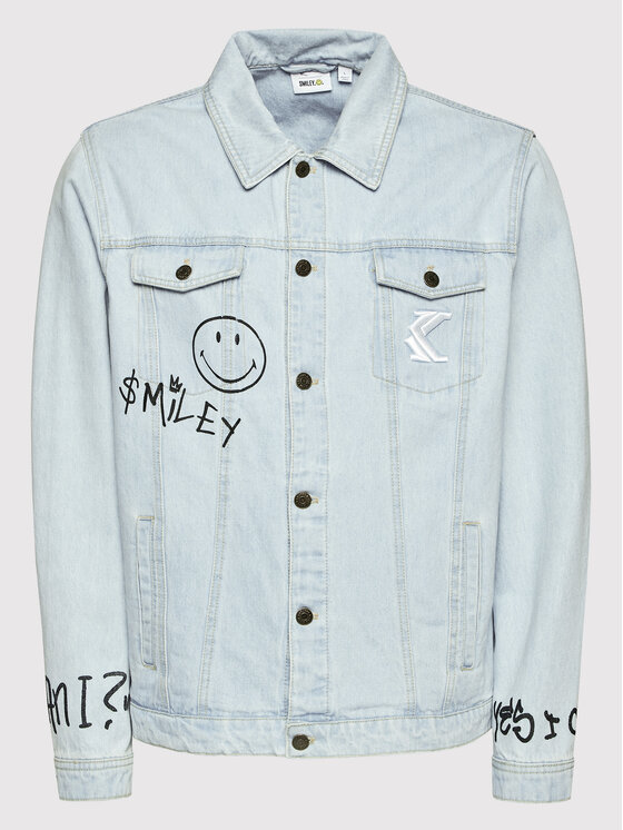 Karl Kani Karl Kani Teksajakk SMILEY Retro Scribble 6087126 Sinine Relaxed Fit