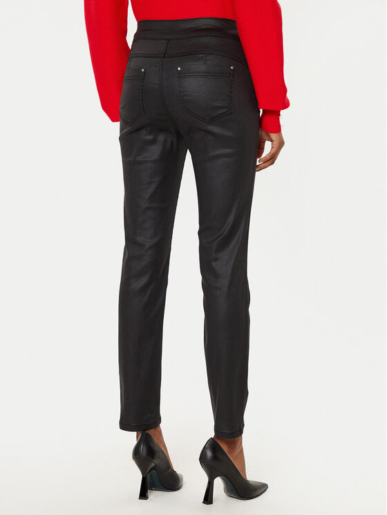 Morgan Morgan Pantaloni din imitație de piele 242-PARTY Negru Slim Fit