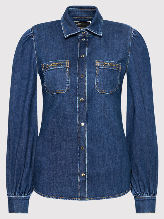 Elisabetta Franchi Elisabetta Franchi Jeans srajca CJ-13S-16E2-V300 Mornarsko modra Regular Fit