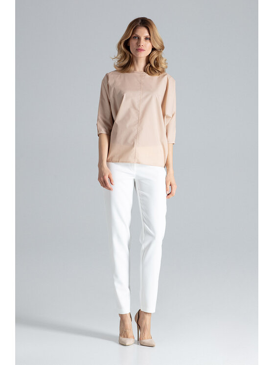 FIGL FIGL Bluzka M563 Beżowy Regular Fit