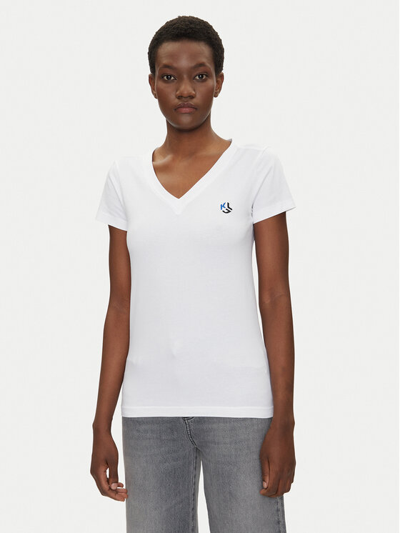 Karl Lagerfeld Jeans Tricou A2W17097 Alb Regular Fit