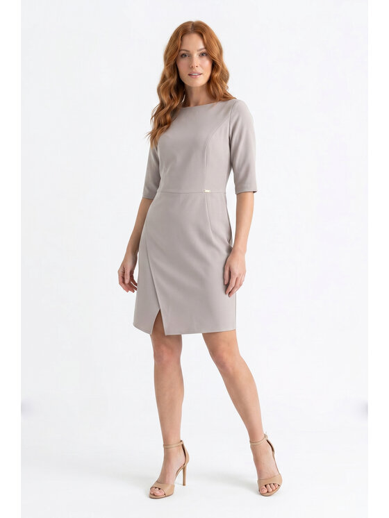 FIGL FIGL Sukienka koktajlowa M1372 Beżowy Fitted Fit