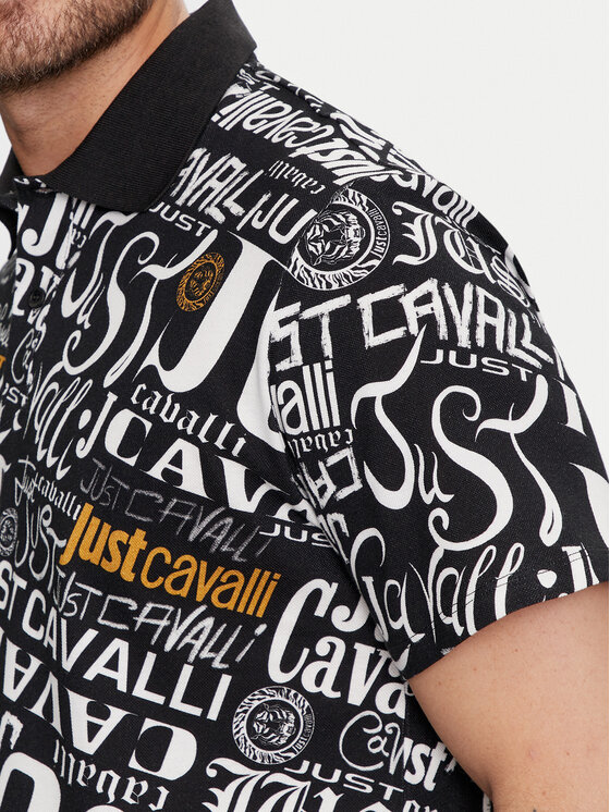 Just Cavalli Just Cavalli Polo 75OAG6R0 Czarny Regular Fit