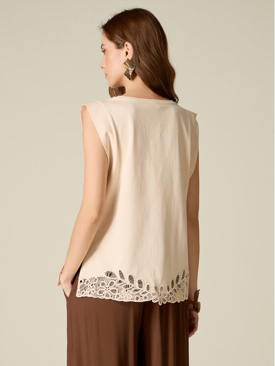 Oltre Oltre T-shirt G00HJ004622N021 Crema Regular Fit