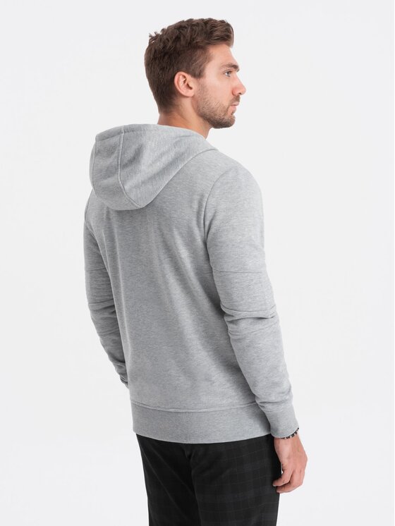 Ombre Ombre Mikina OM-SSZP-22SS-010 Šedá Regular Fit